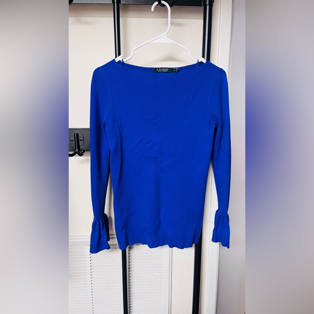 Ralph Lauren Women's Ruffled Boat-Neck Ribbed Sweater